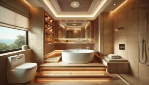 bathtub installed into a custom built deck