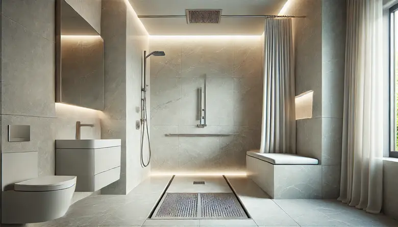 1. Curbless or Low-Threshold Showers - A Barrier-Free Oasis
